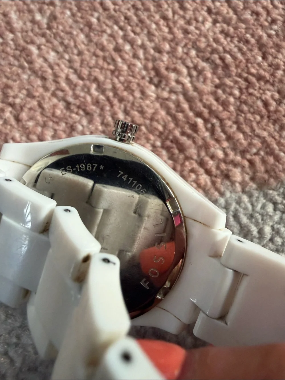 Fossil White Ceramic Watch with Crystal Bezel